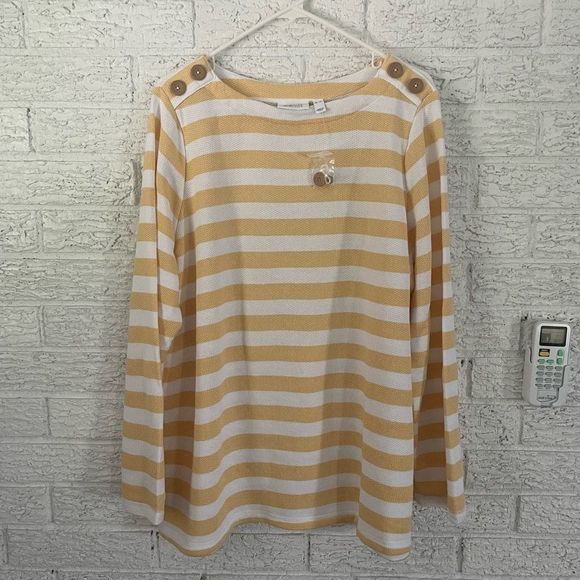 Denim&Co Sweaters - NWOT Denim&Co Textured Knit Boat Neck Top XL